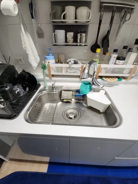 사각싱크볼교체 이전 둥근 모서리 스테인리스 싱크볼